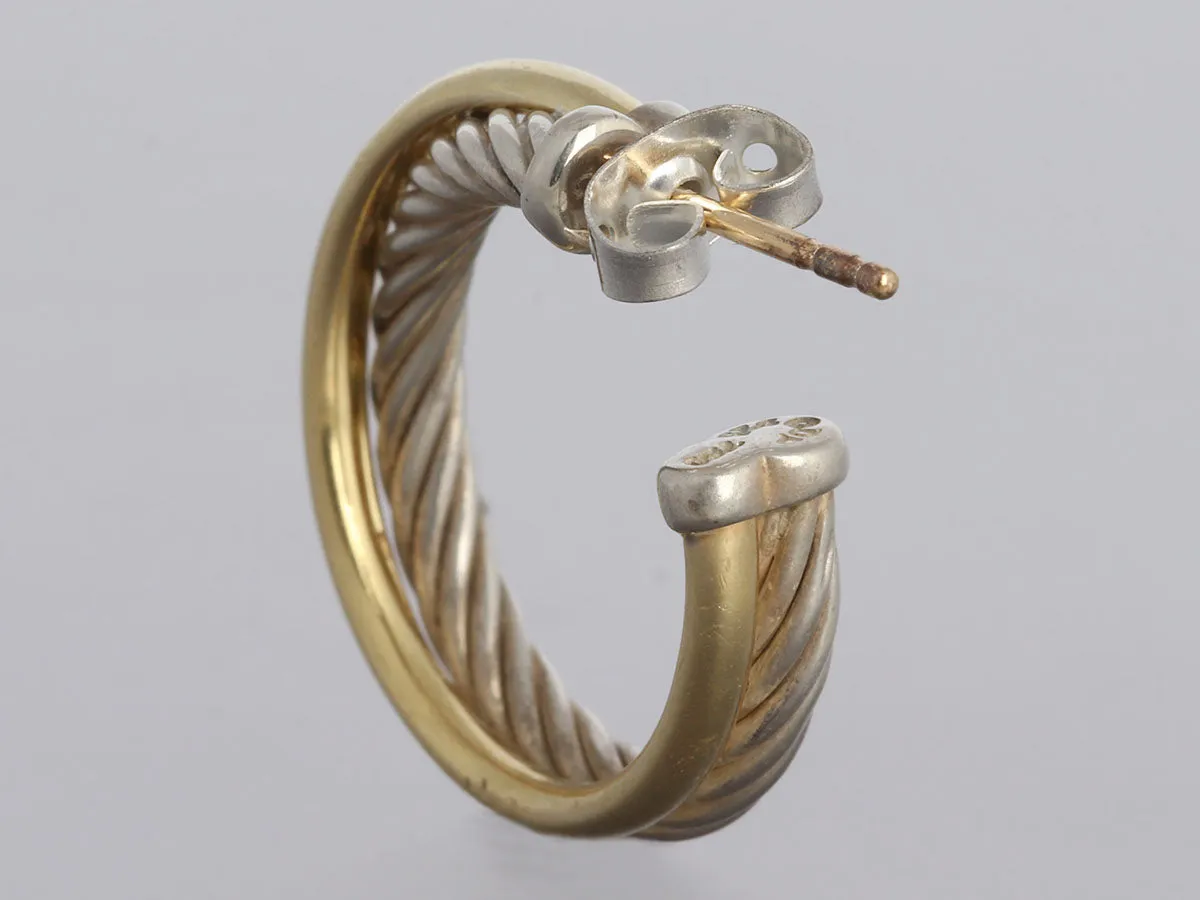 David Yurman Two-Tone Crossover Pierced Earrings