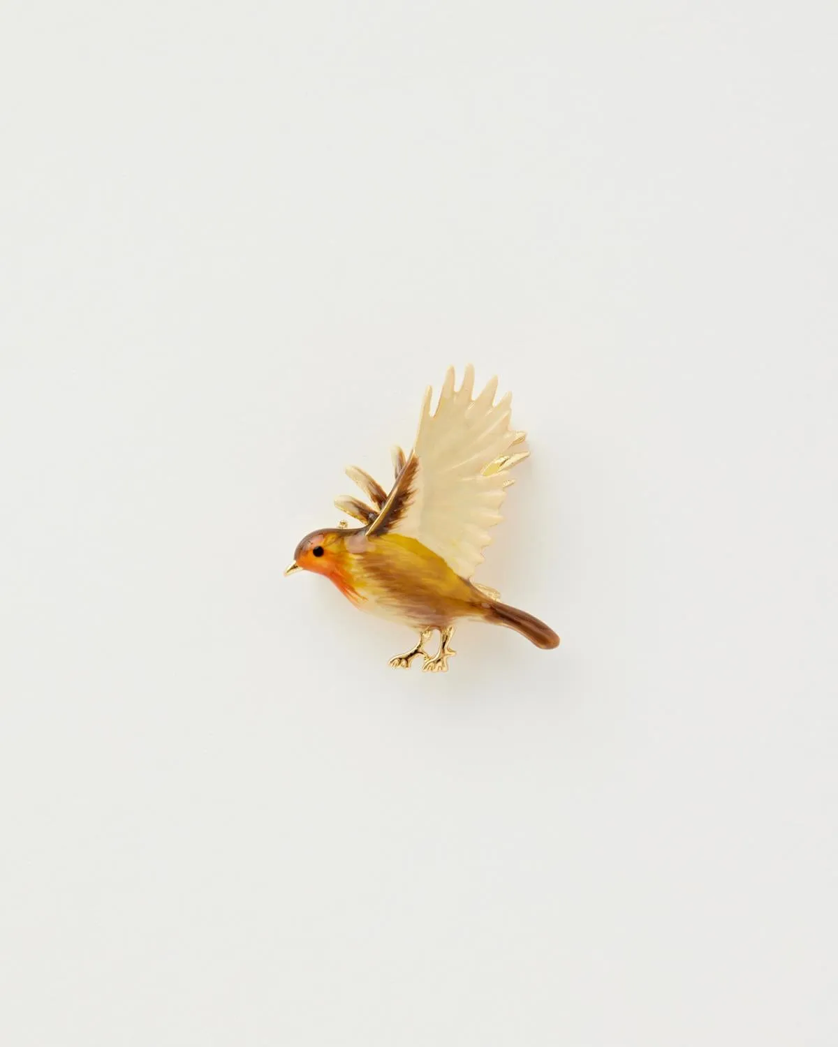 Enamel Flying Robin Brooch