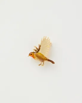 Enamel Flying Robin Brooch