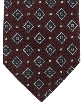 Ermenegildo Zegna Tie Brown Dark Blue Silver Geometric - Zegna Trecapi