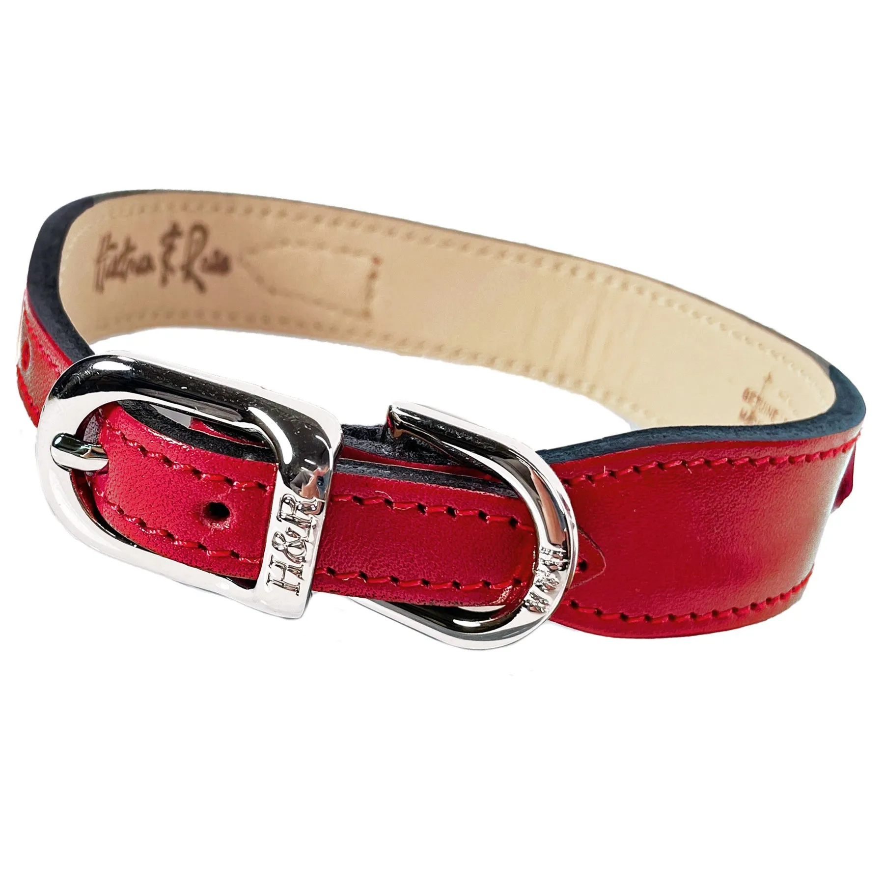 Estate Dog Collar in Ferrari Red & Nickel
