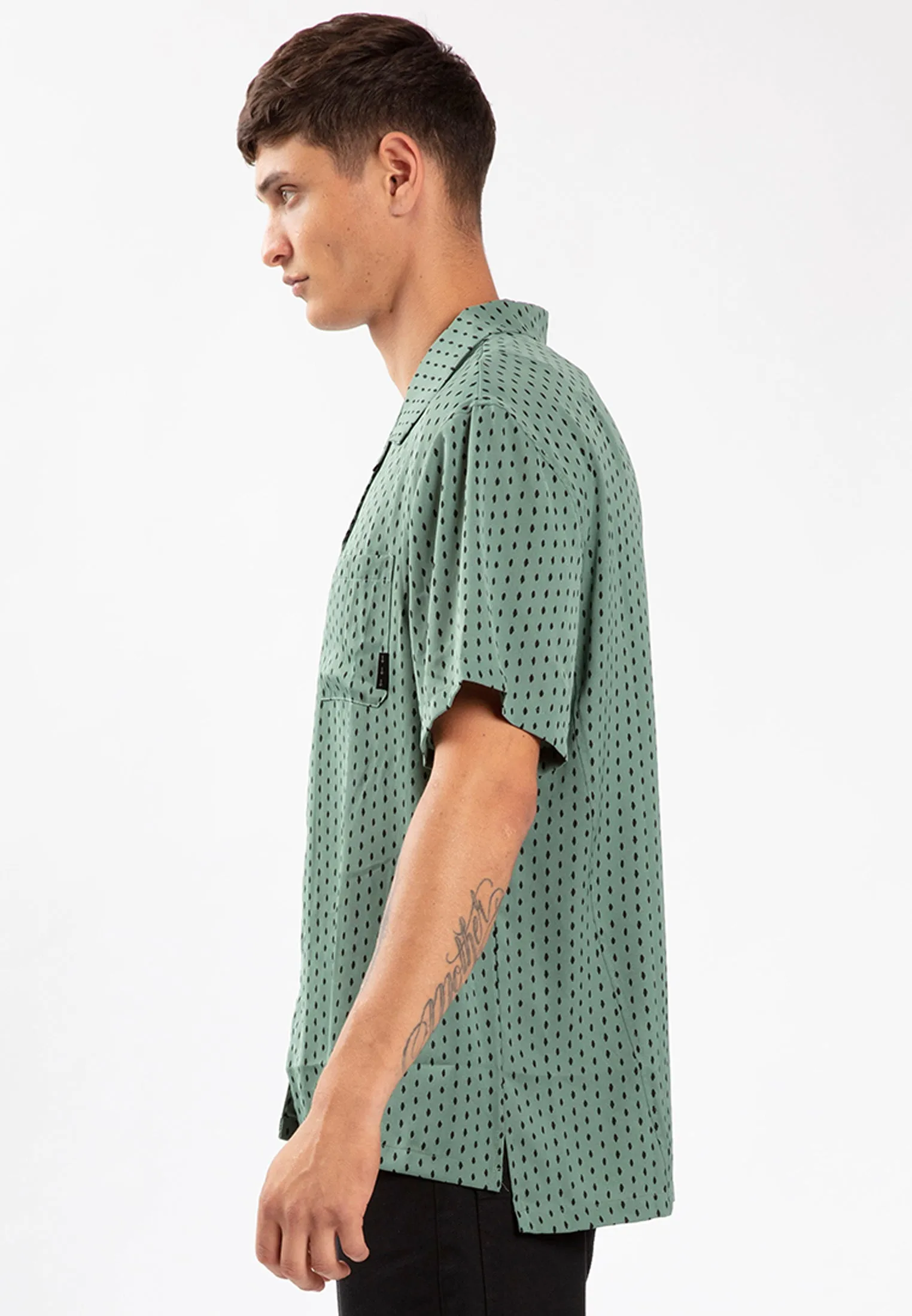 FLECK SHIRT OIL GREEN & BLACK