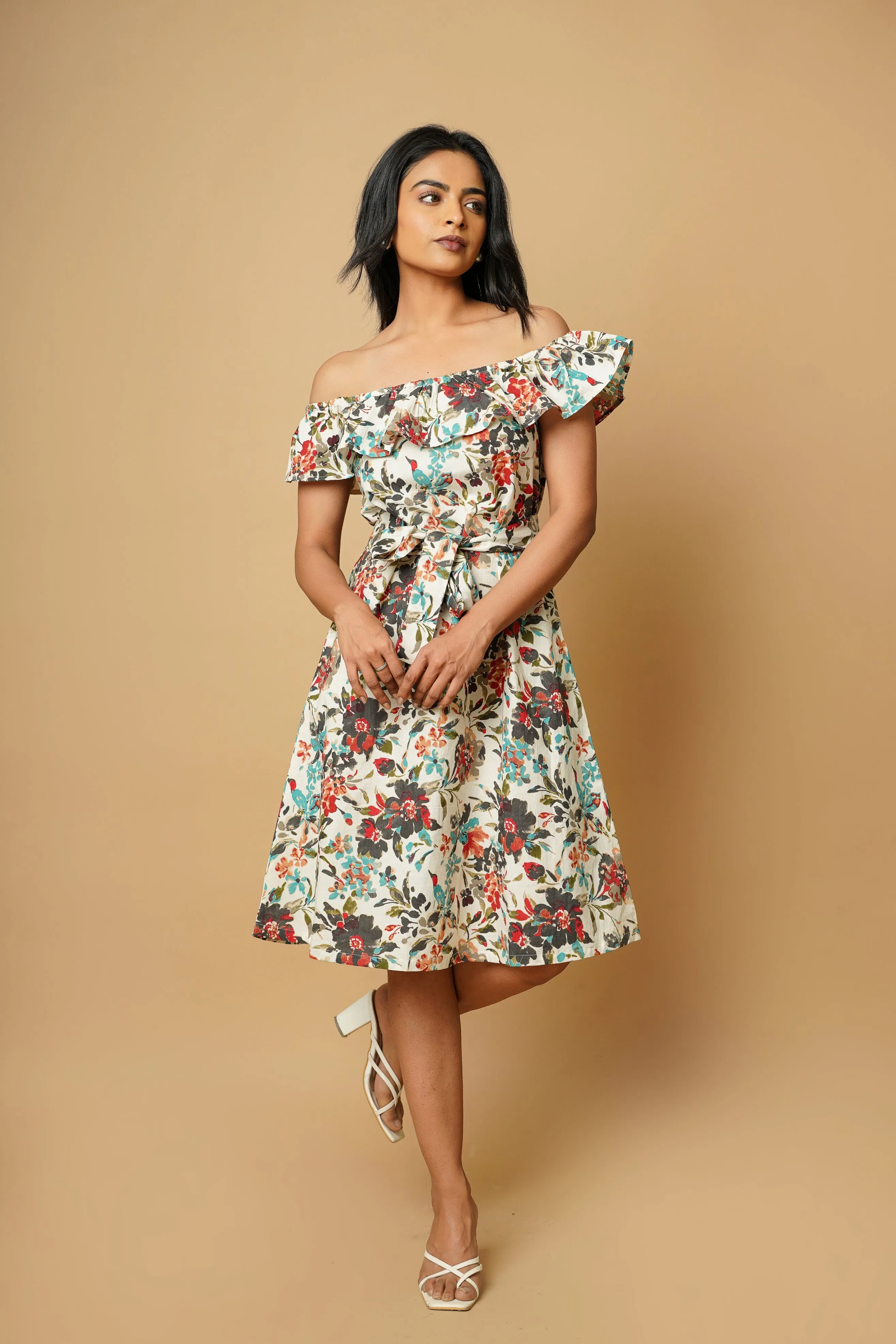 Floral Printed Off-Shoulder Dress