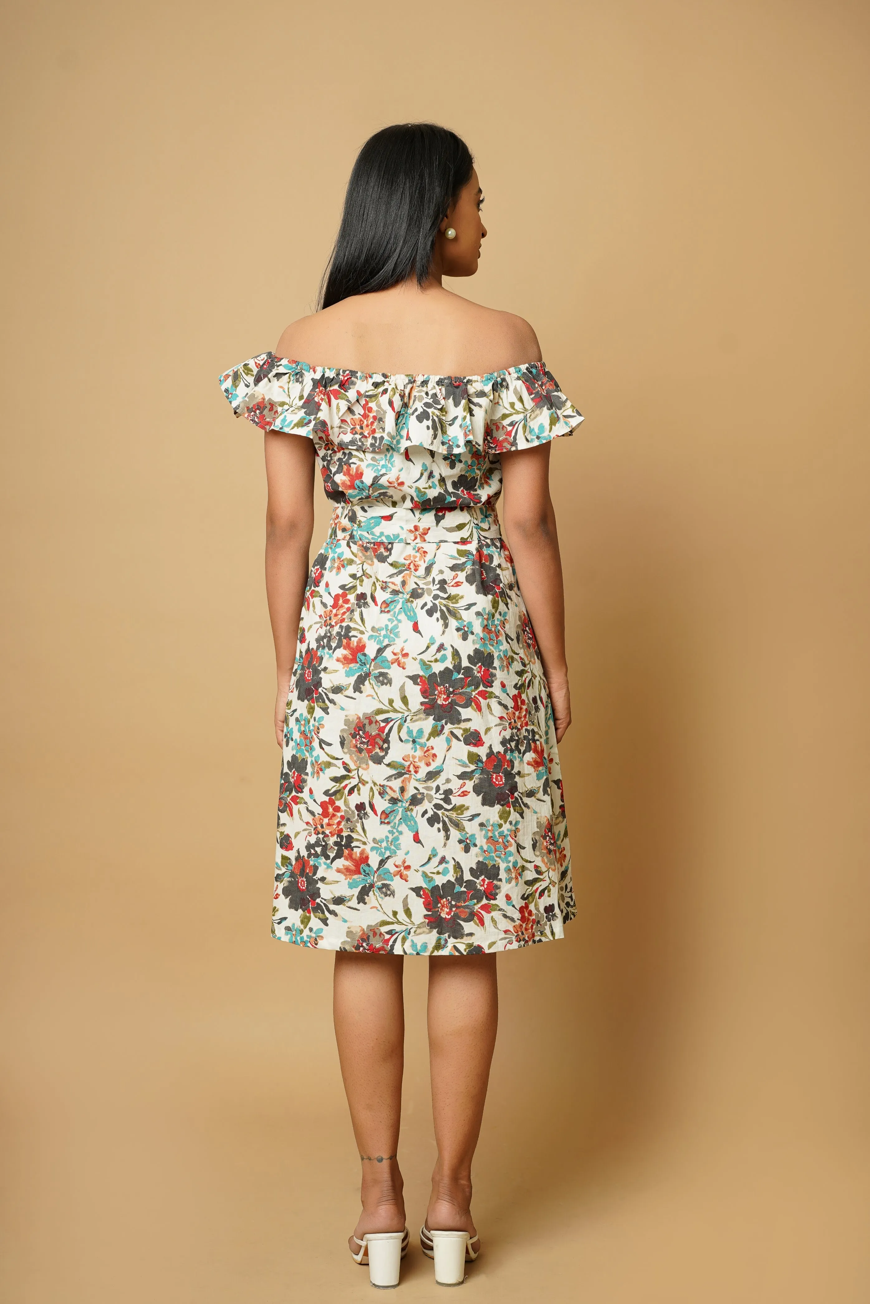 Floral Printed Off-Shoulder Dress