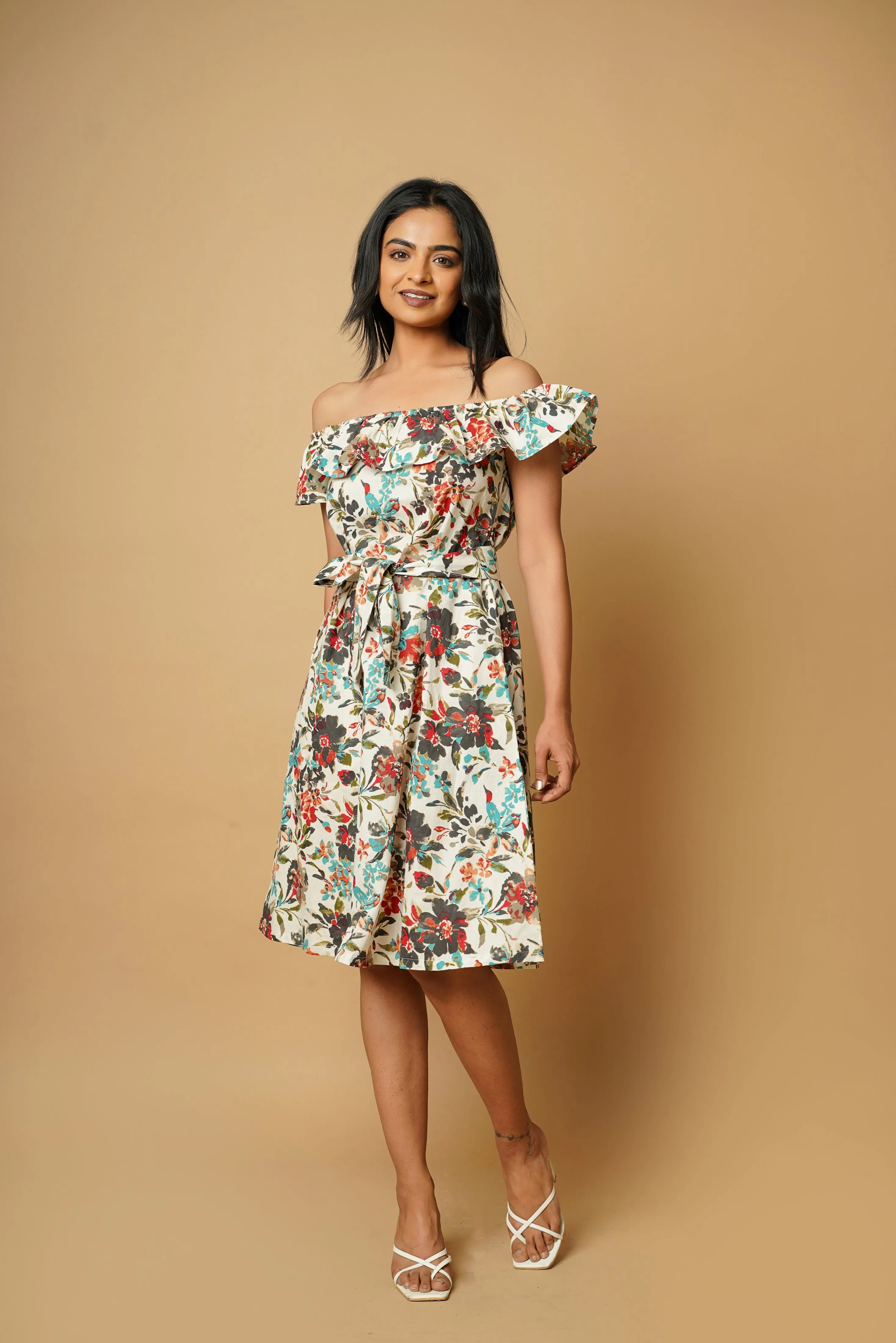 Floral Printed Off-Shoulder Dress