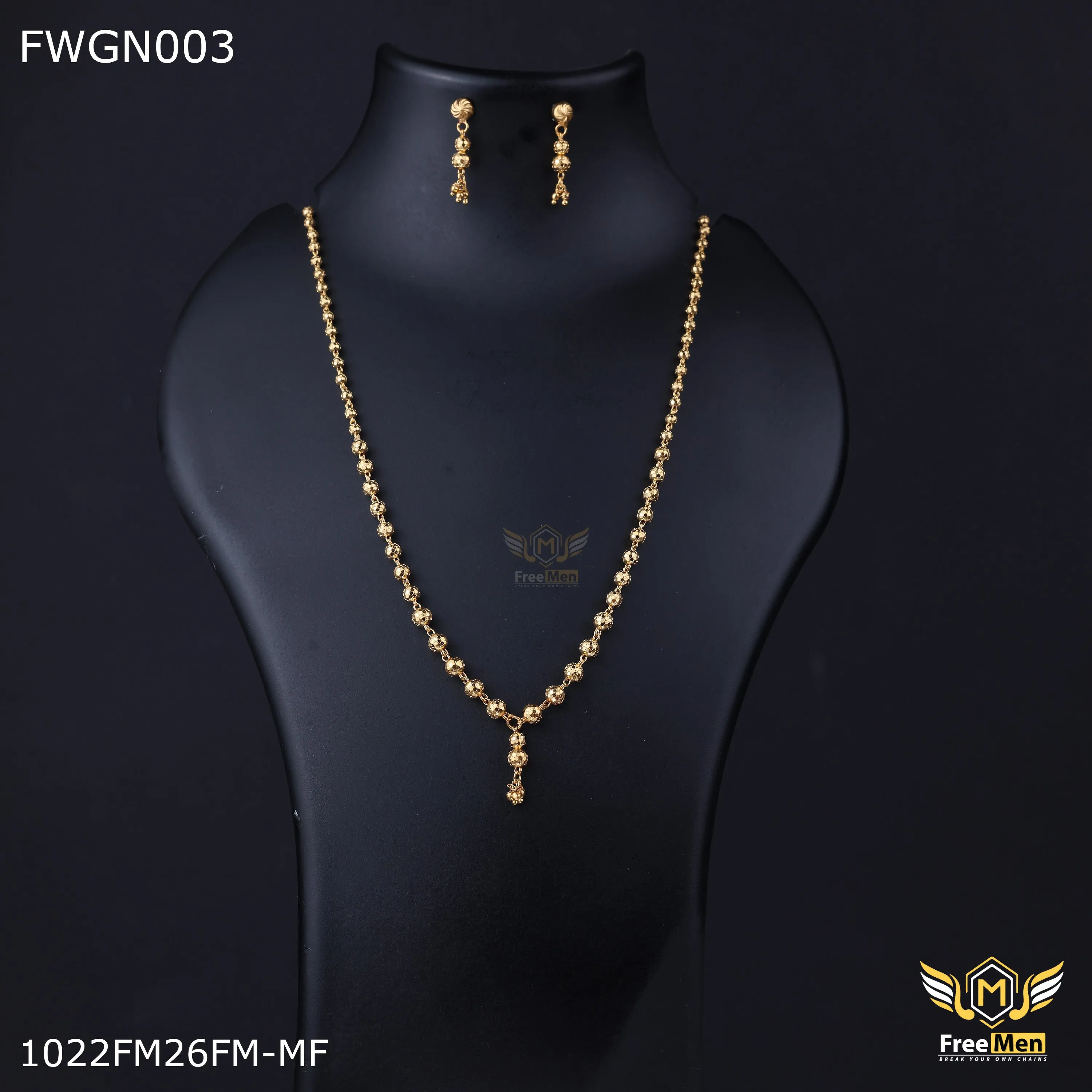 Freemen 1gm Balls Delicate Necklace With Earring for women - FWGN03