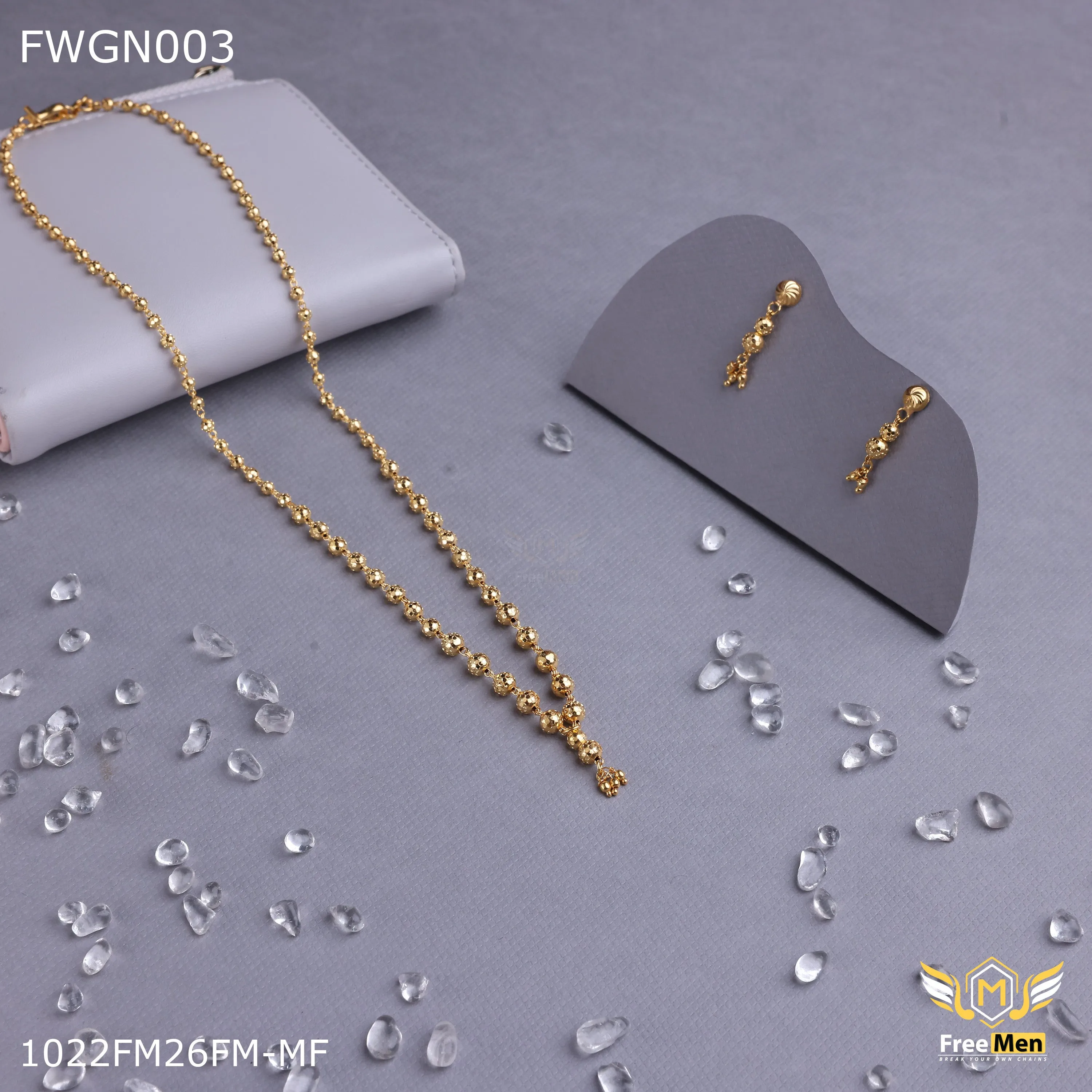 Freemen 1gm Balls Delicate Necklace With Earring for women - FWGN03