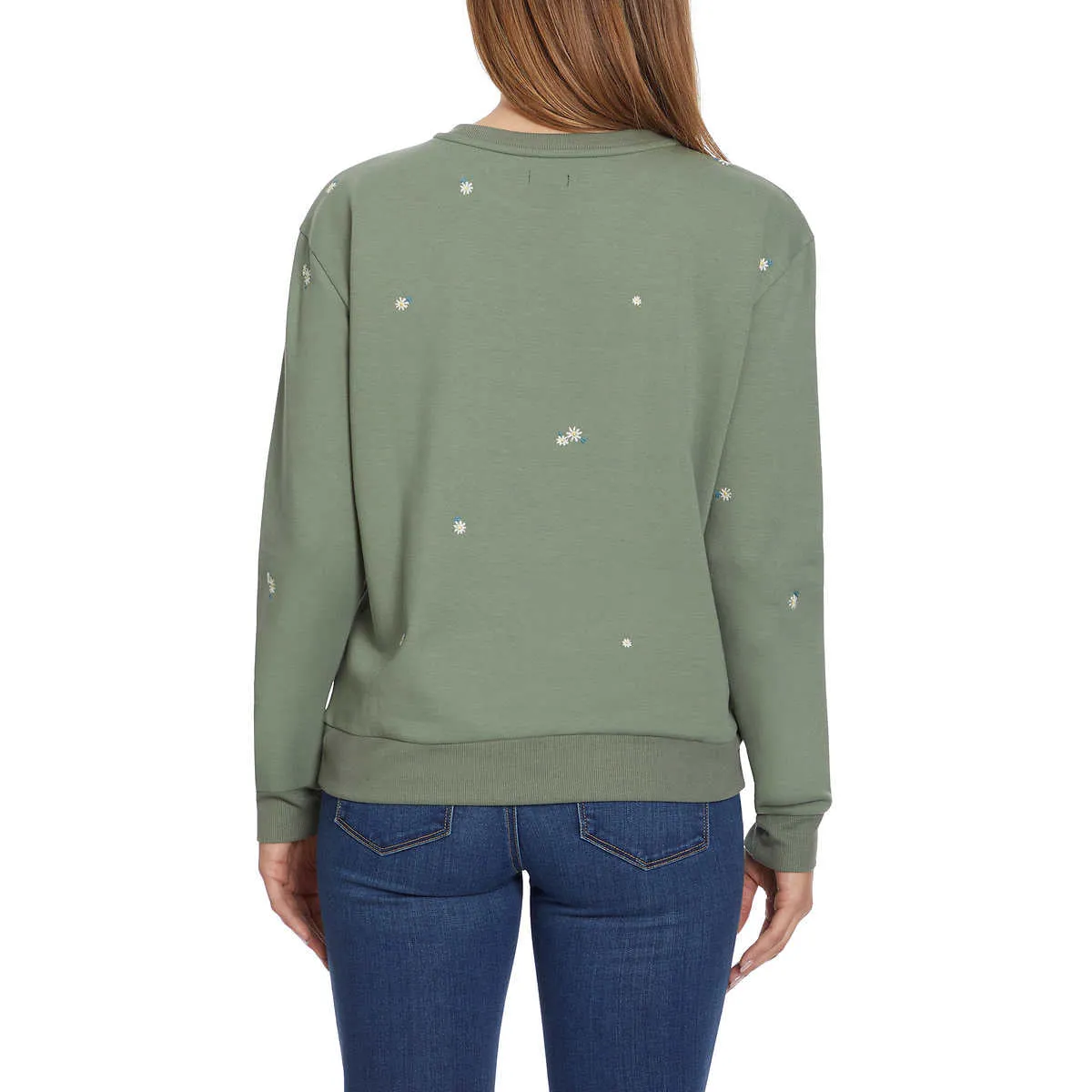 Gloria Vanderbilt Women's  Floral Embroidered Crewneck Pullover Sweater Top