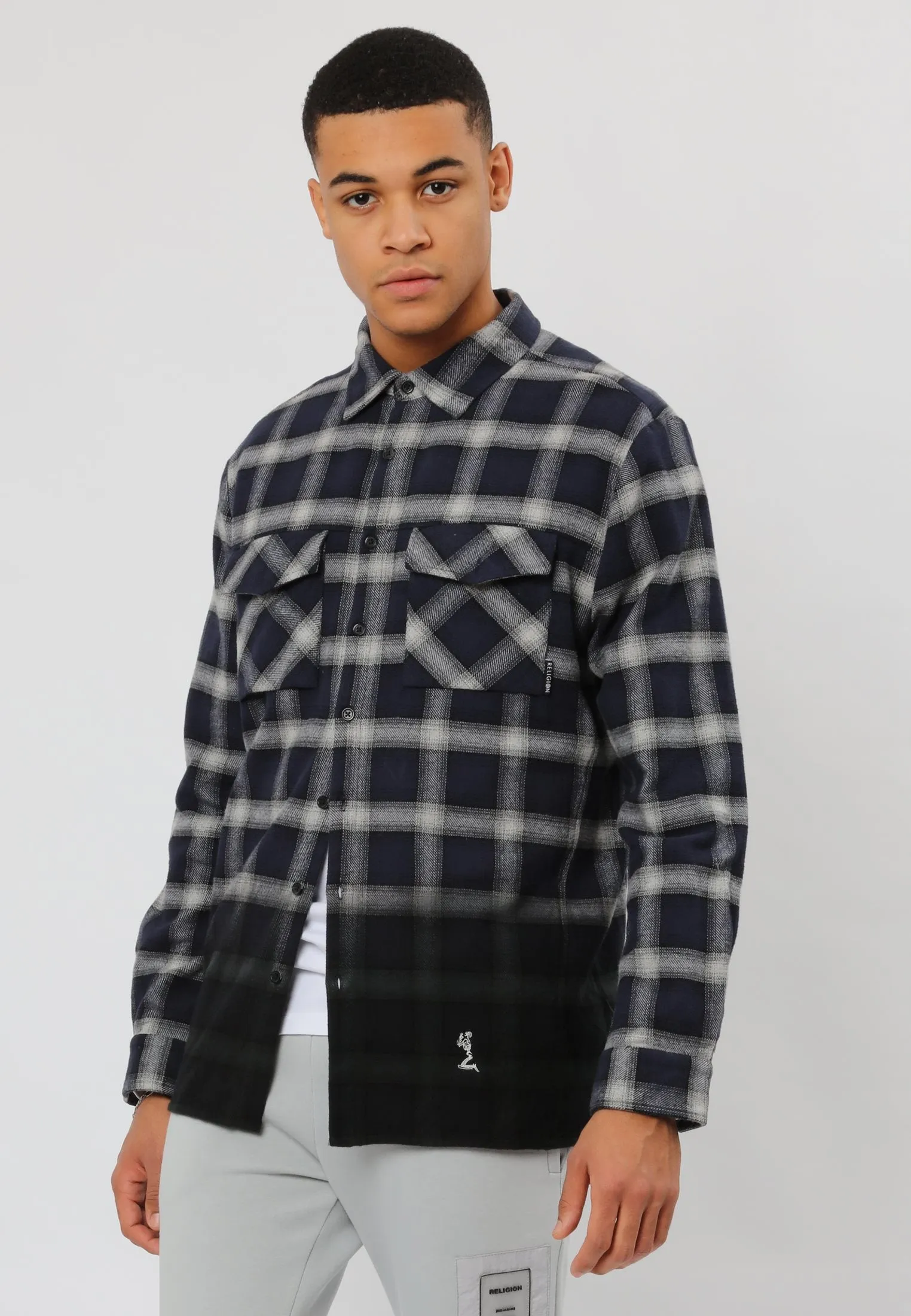 GRADIENT SHIRT NAVY & GREY