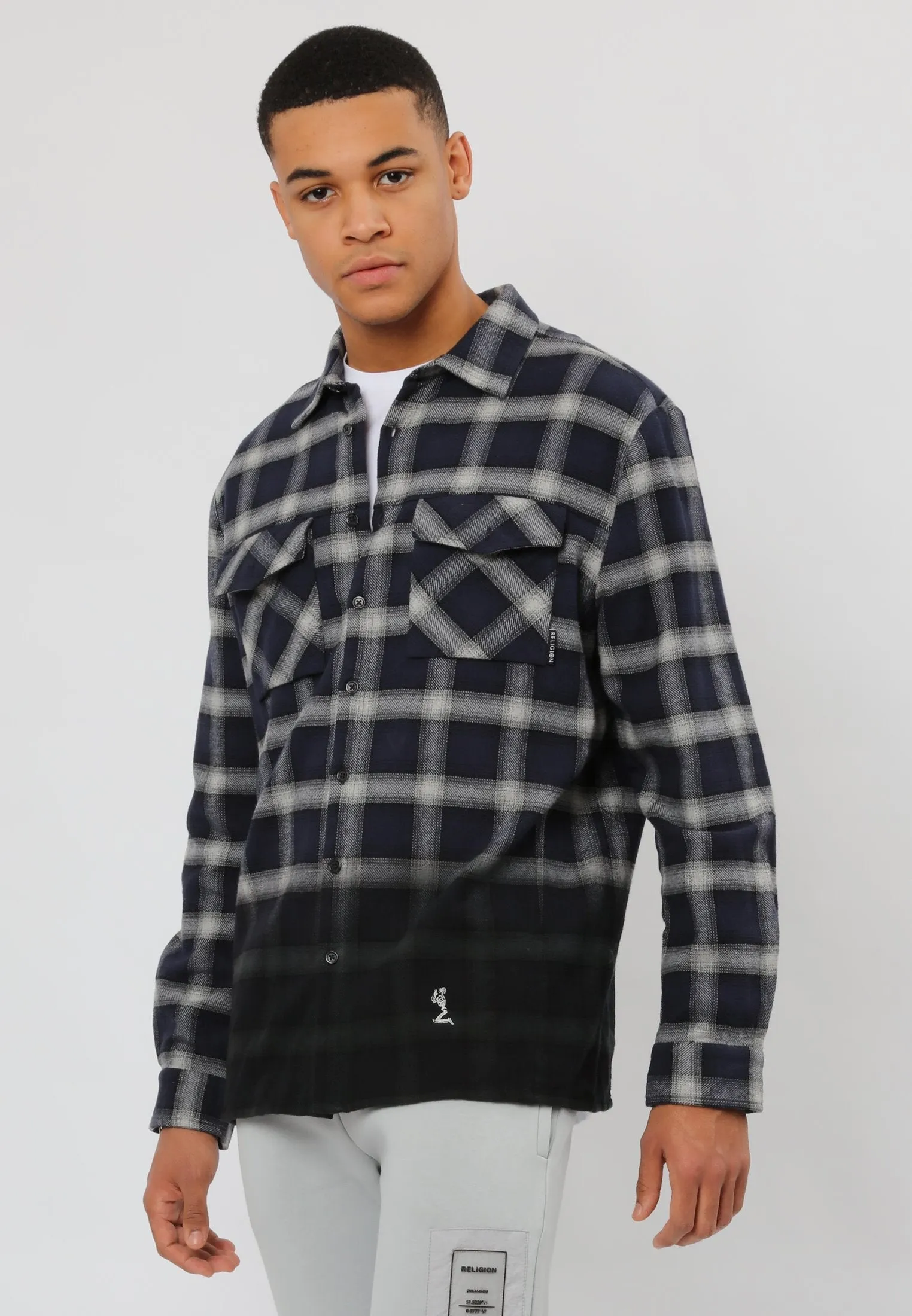 GRADIENT SHIRT NAVY & GREY