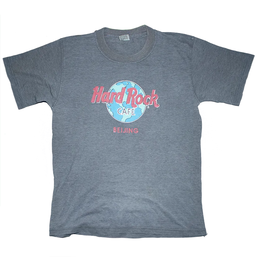 Hard Rock Café Beijing Printed Big Logo T-Shirt Grey (L)