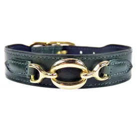 Hartman Dog Collar in Ivy Green & Gold