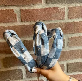 Headbands | Denim Check- Blue | Bari Lynn Accessories