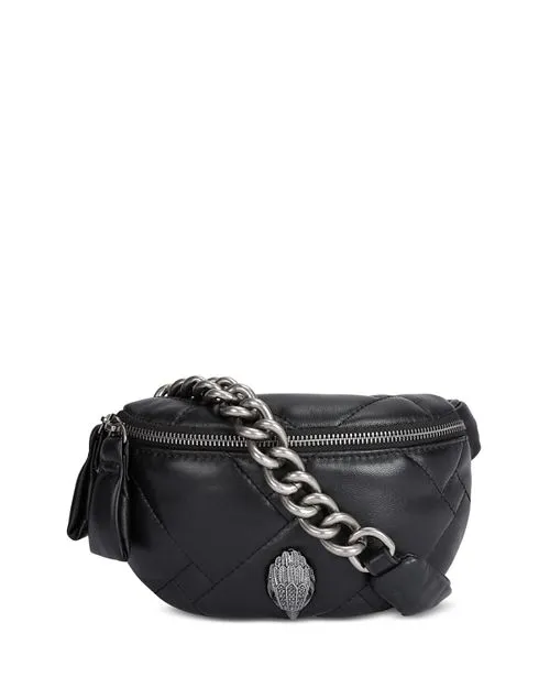 Kensington KURT GEIGER LONDON Mini Quilted Leather Belt Bag in Black