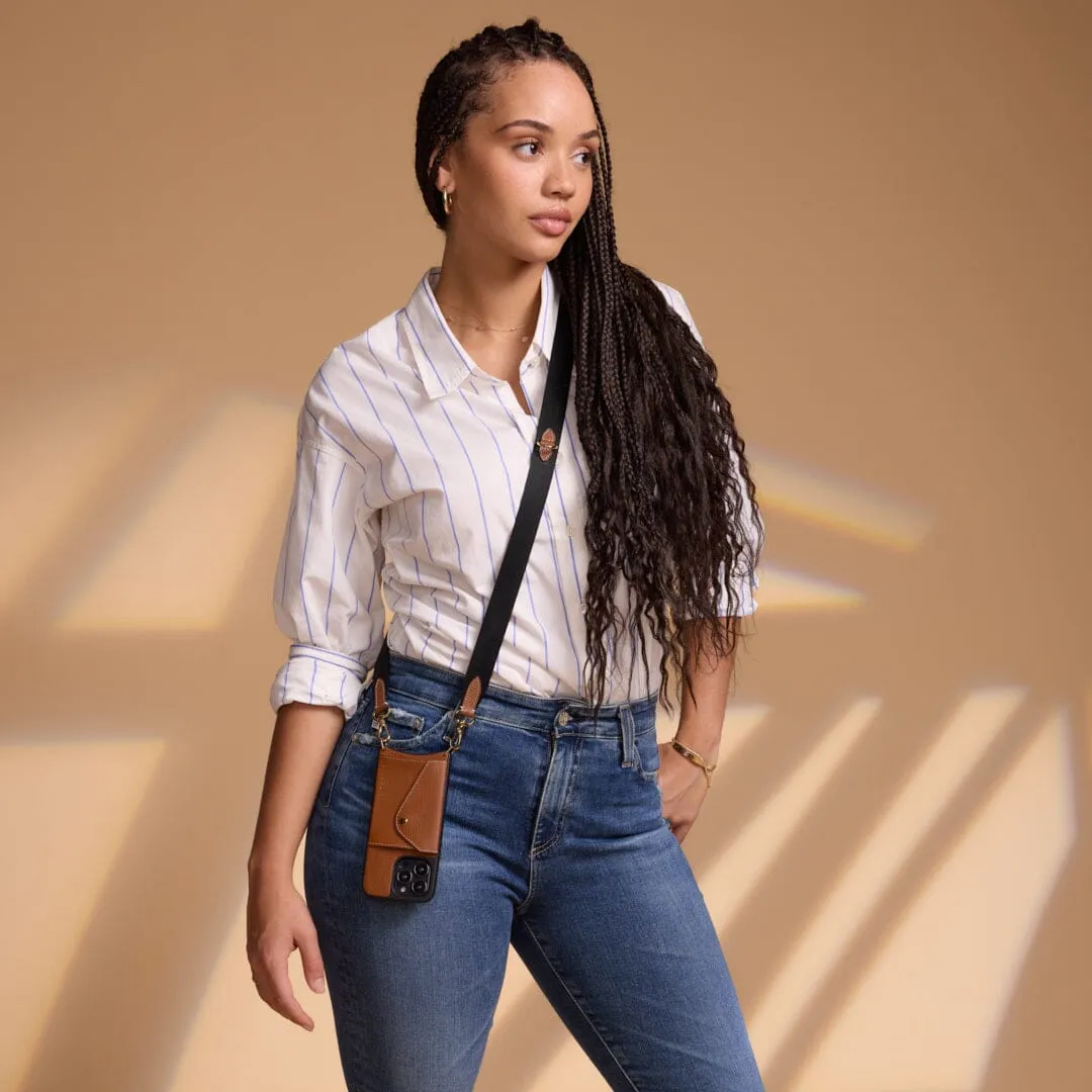 Lauren Leather Crossbody Bandolier - Sienna/Gold