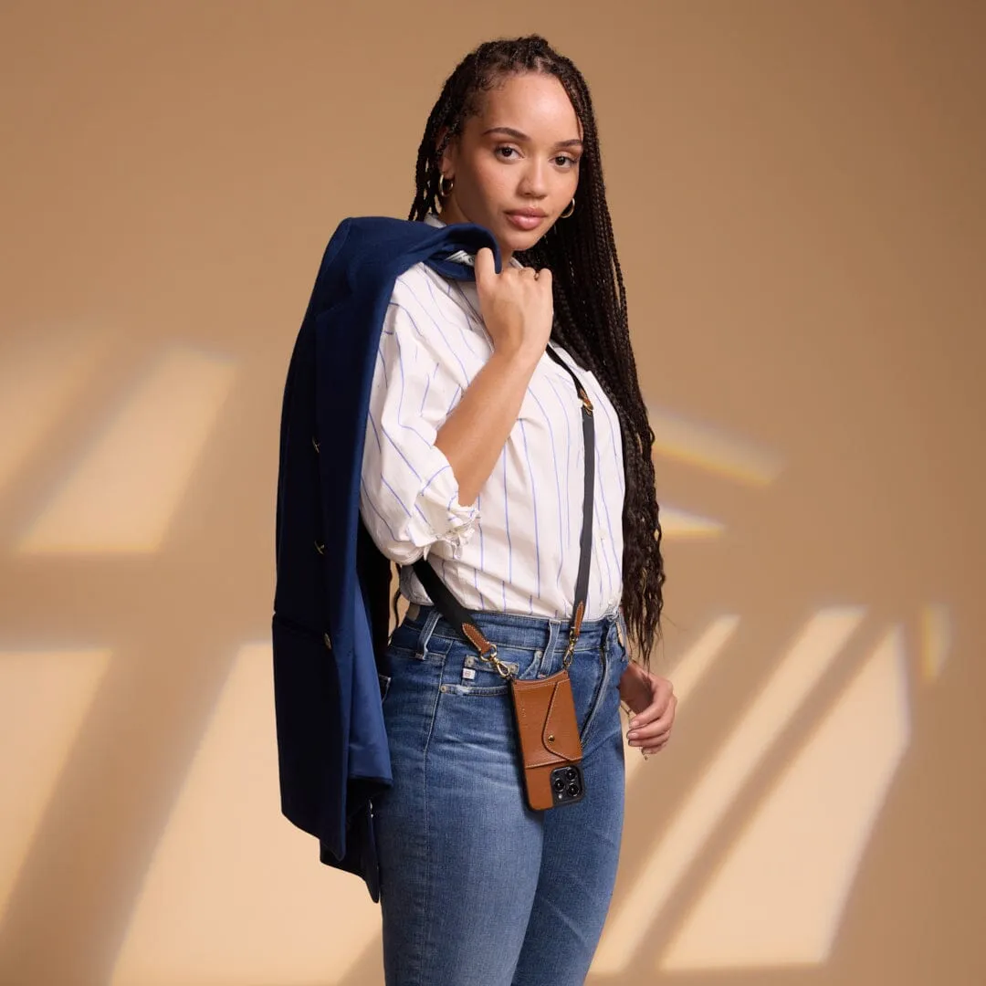 Lauren Leather Crossbody Bandolier - Sienna/Gold