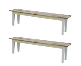 Lavasa 2pc Dining Bench Chair Seat 170cm Mango Wood Modern Farmhouse Furniture