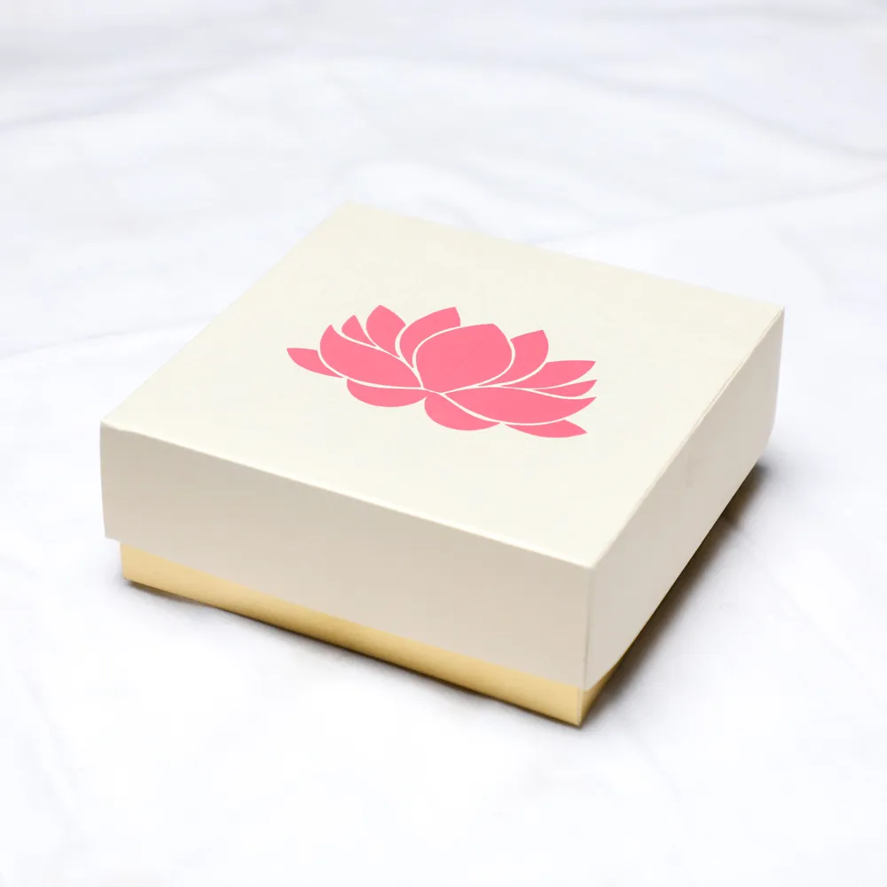 Lotus Printed White Sweet Boxes