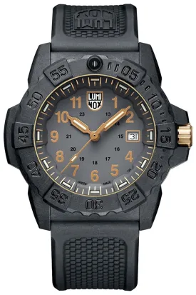 Luminox Navy SEAL CARBONOX Gray Dial Black Rubber Strap Date Divers Quartz Mens Watch XS.3508.GOLD