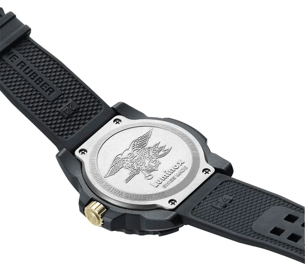 Luminox Navy SEAL CARBONOX Gray Dial Black Rubber Strap Date Divers Quartz Mens Watch XS.3508.GOLD