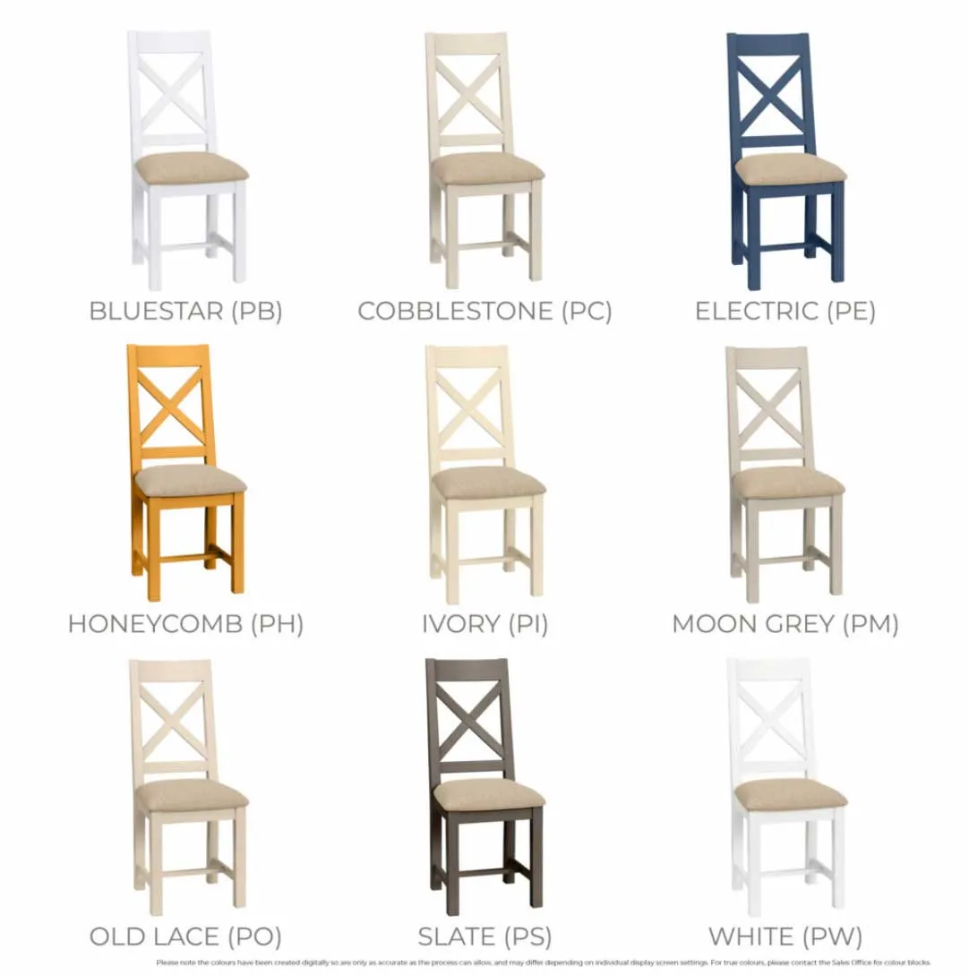 Manor Collection Dorset Painted Cross Back Chair With Fabric Seat