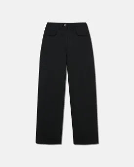Marfa - Wide Leg Satin Pants - Black