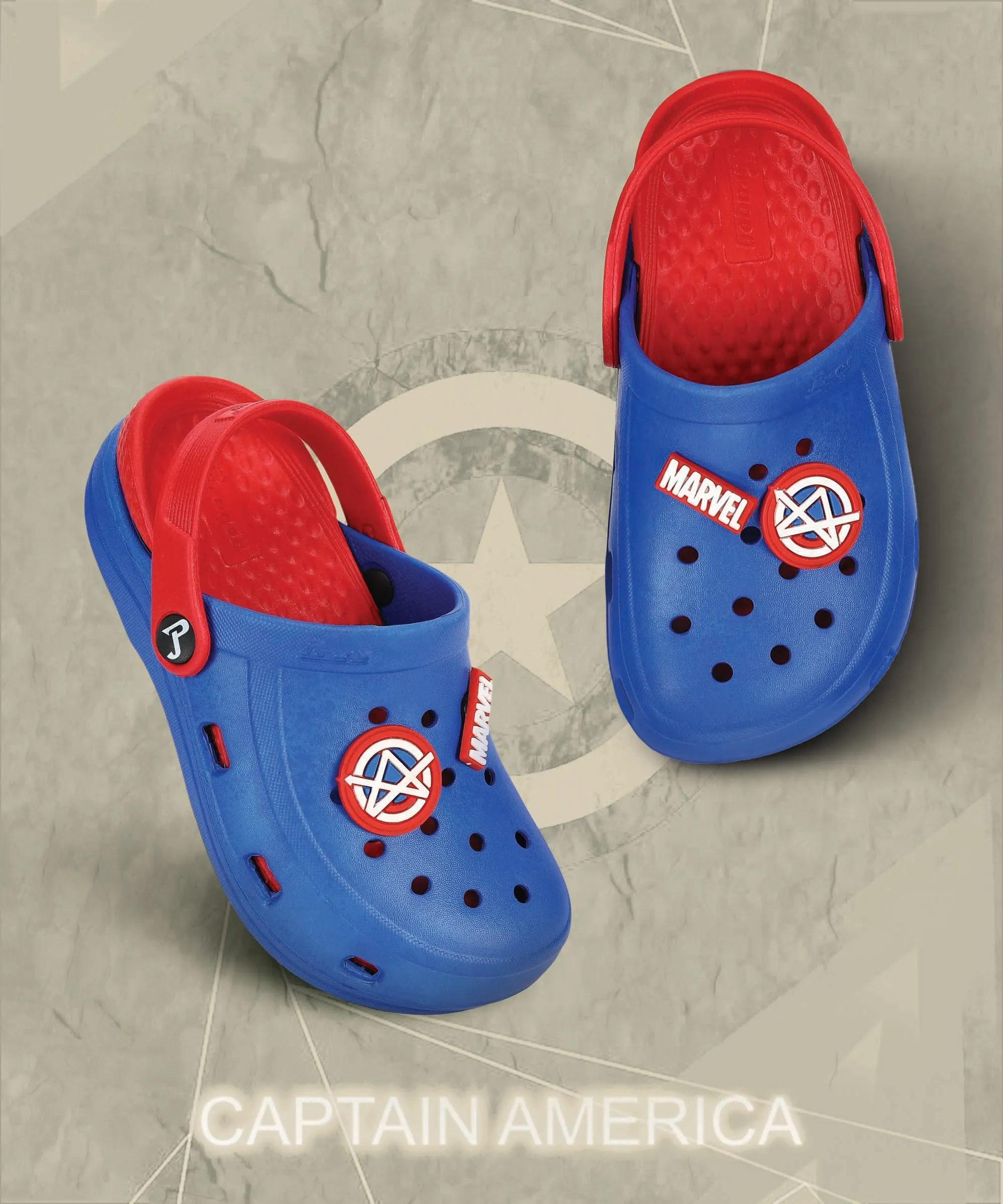 Marvel Captain America EVMK8013K Kids' Casual Clogs | Stylish Clogs for Kids with Durable Anti-Skid Sole, Cushioned Foot Support & Sturdy Build | Ideal for Outdoor Use