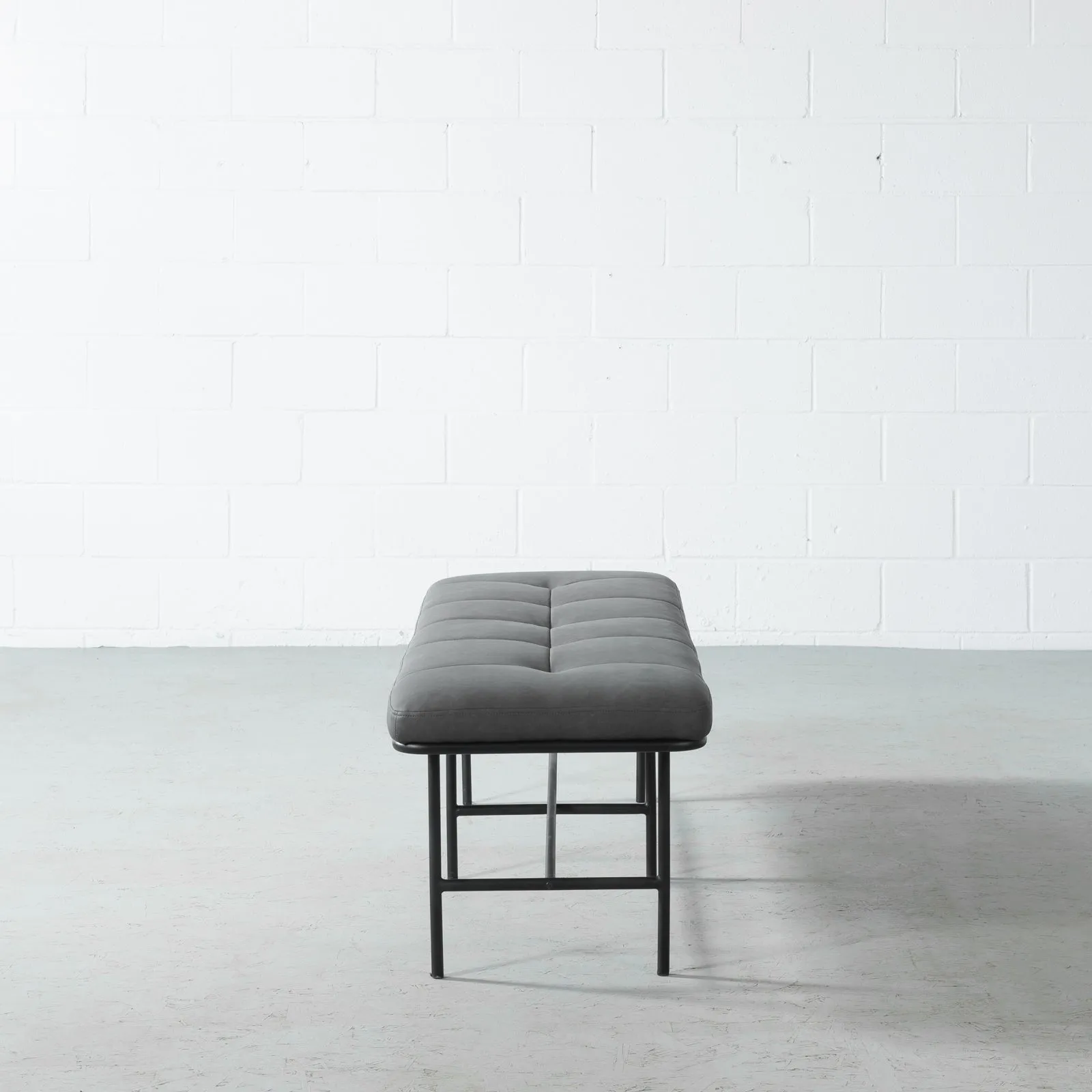 MILAN - Grey Leather Bench