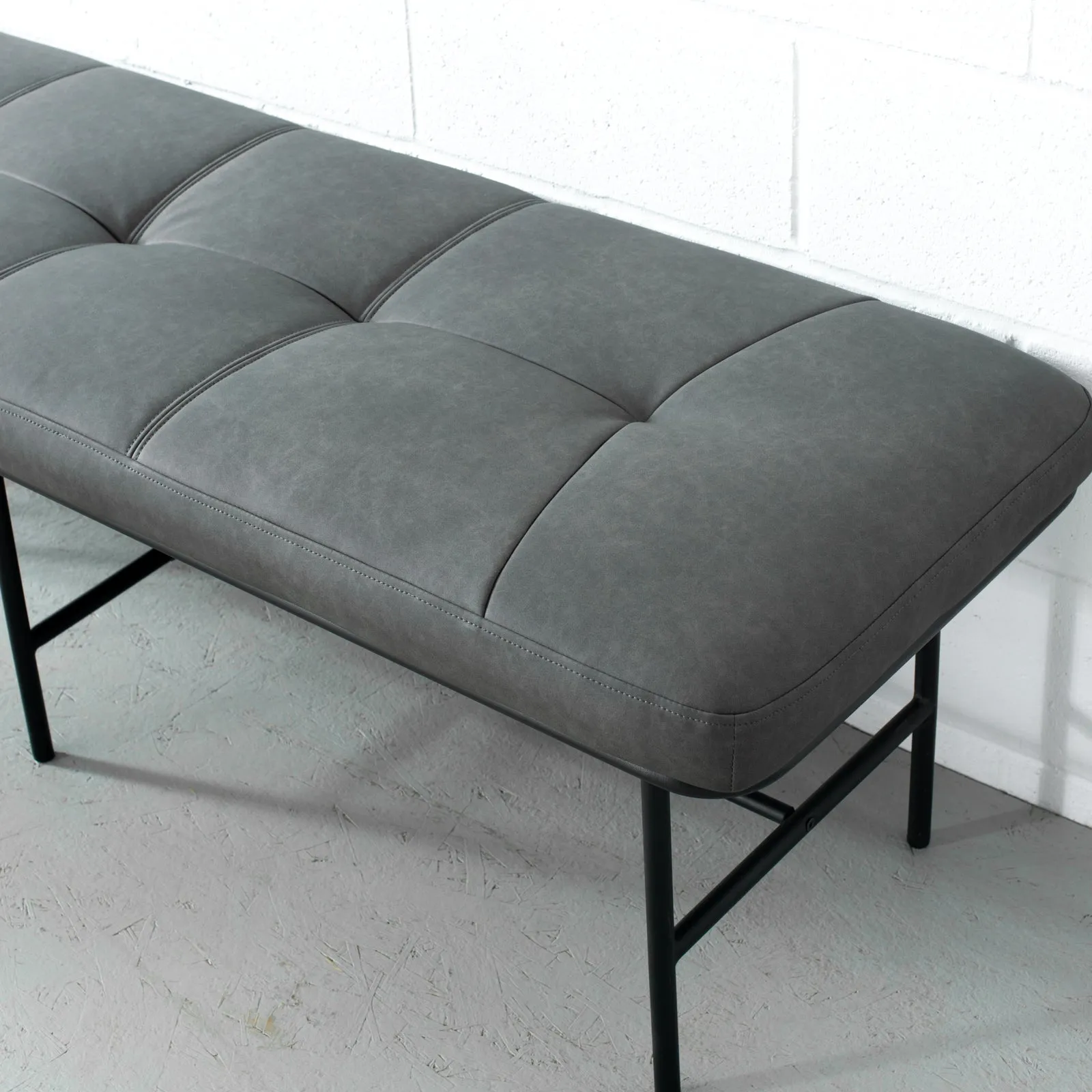 MILAN - Grey Leather Bench