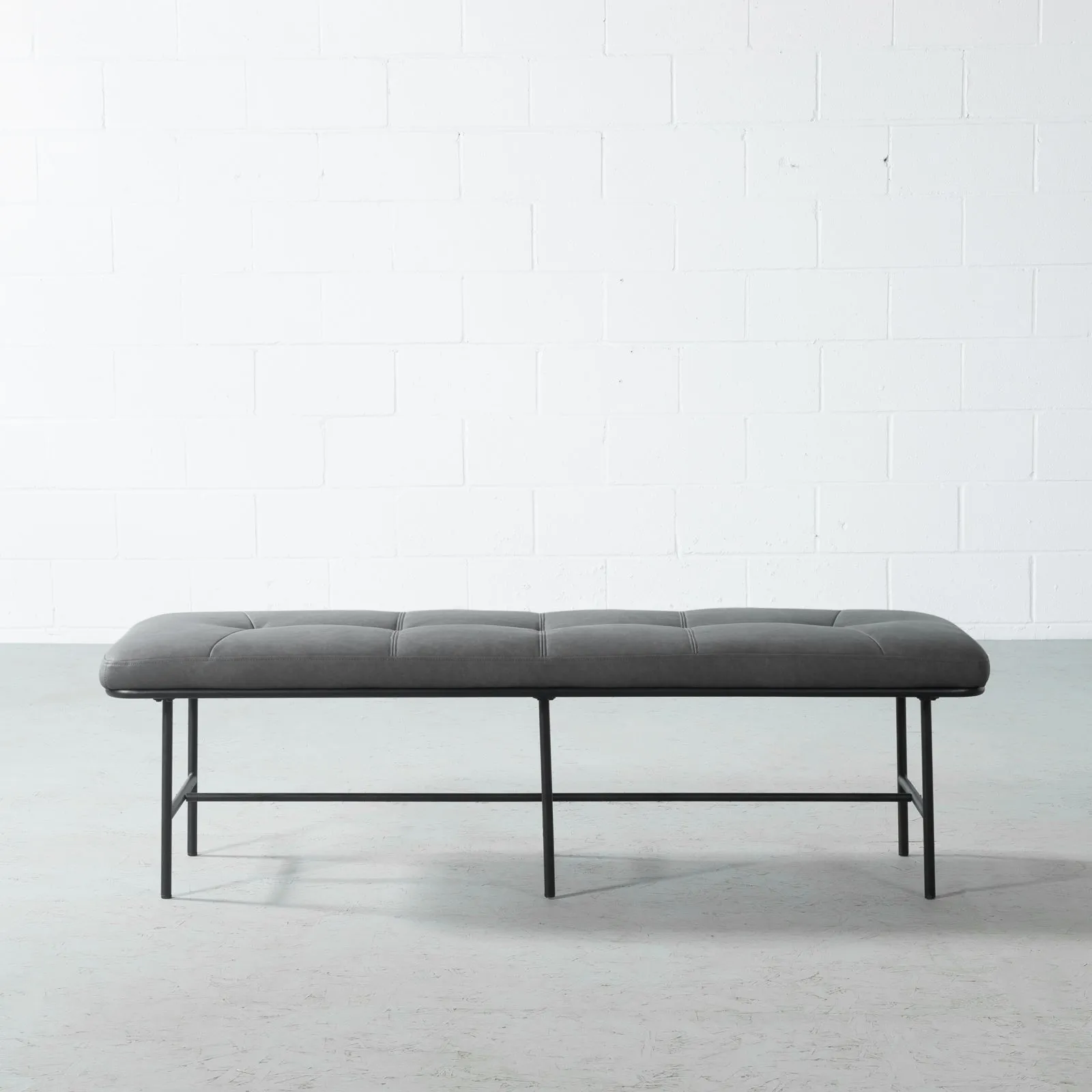 MILAN - Grey Leather Bench