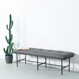 MILAN - Grey Leather Bench