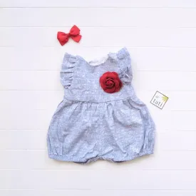 Orchid Playsuit - Ruffle Sleeves in Cat Stamp Gray