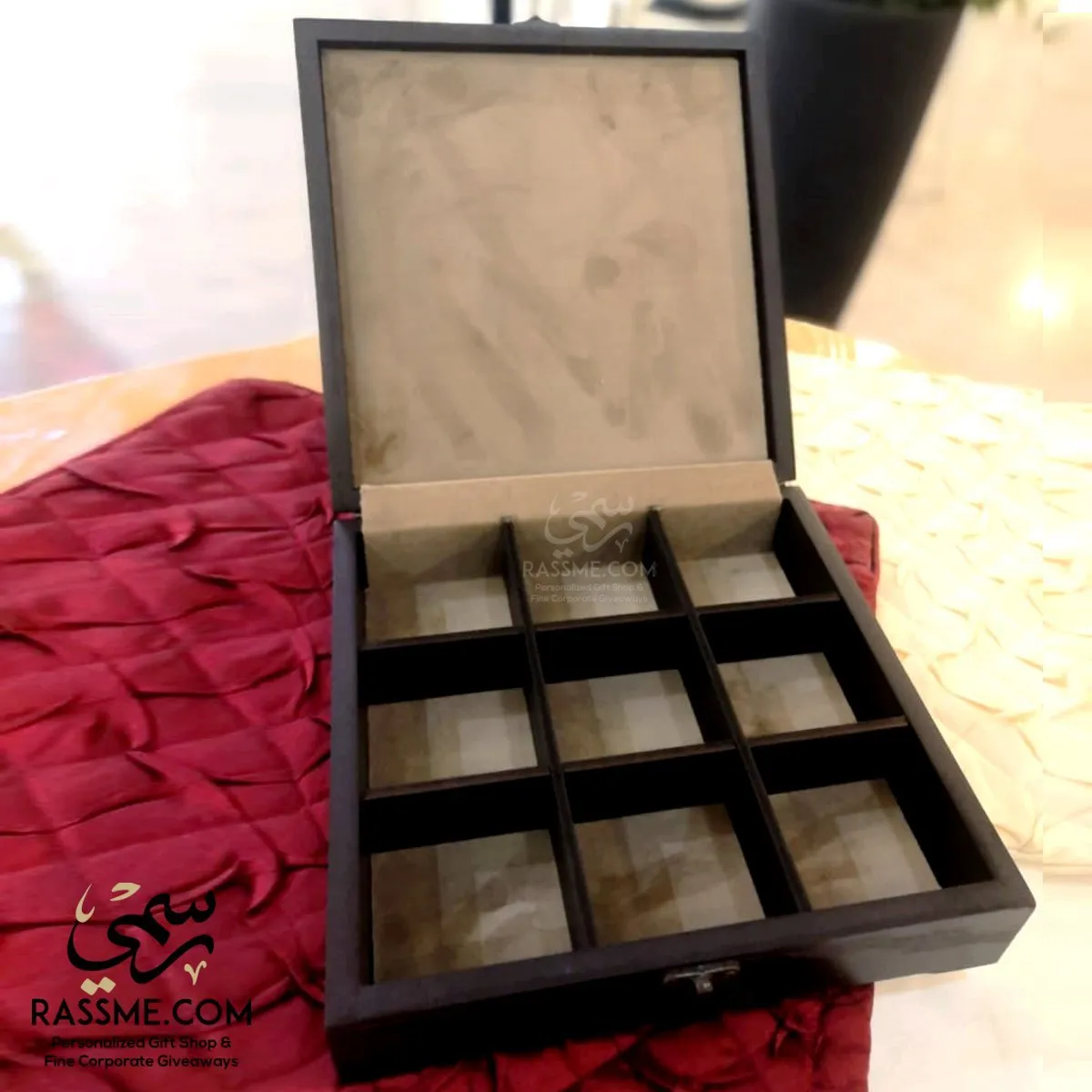 Personalized Wooden Tea Box Date Tree Mosaic