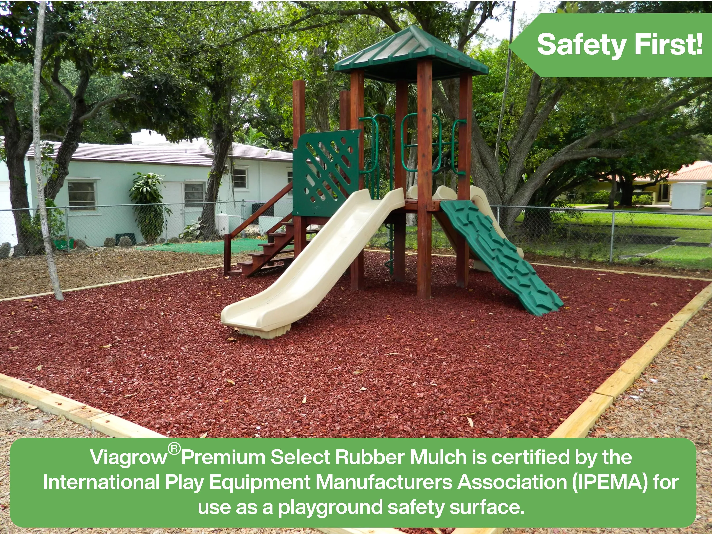 Red Wood Rubber Playground & Landscape Mulch by Viagrow, 1.5 CF Bag ( 11.2 Gallons / 42.3 Liters) (EA)