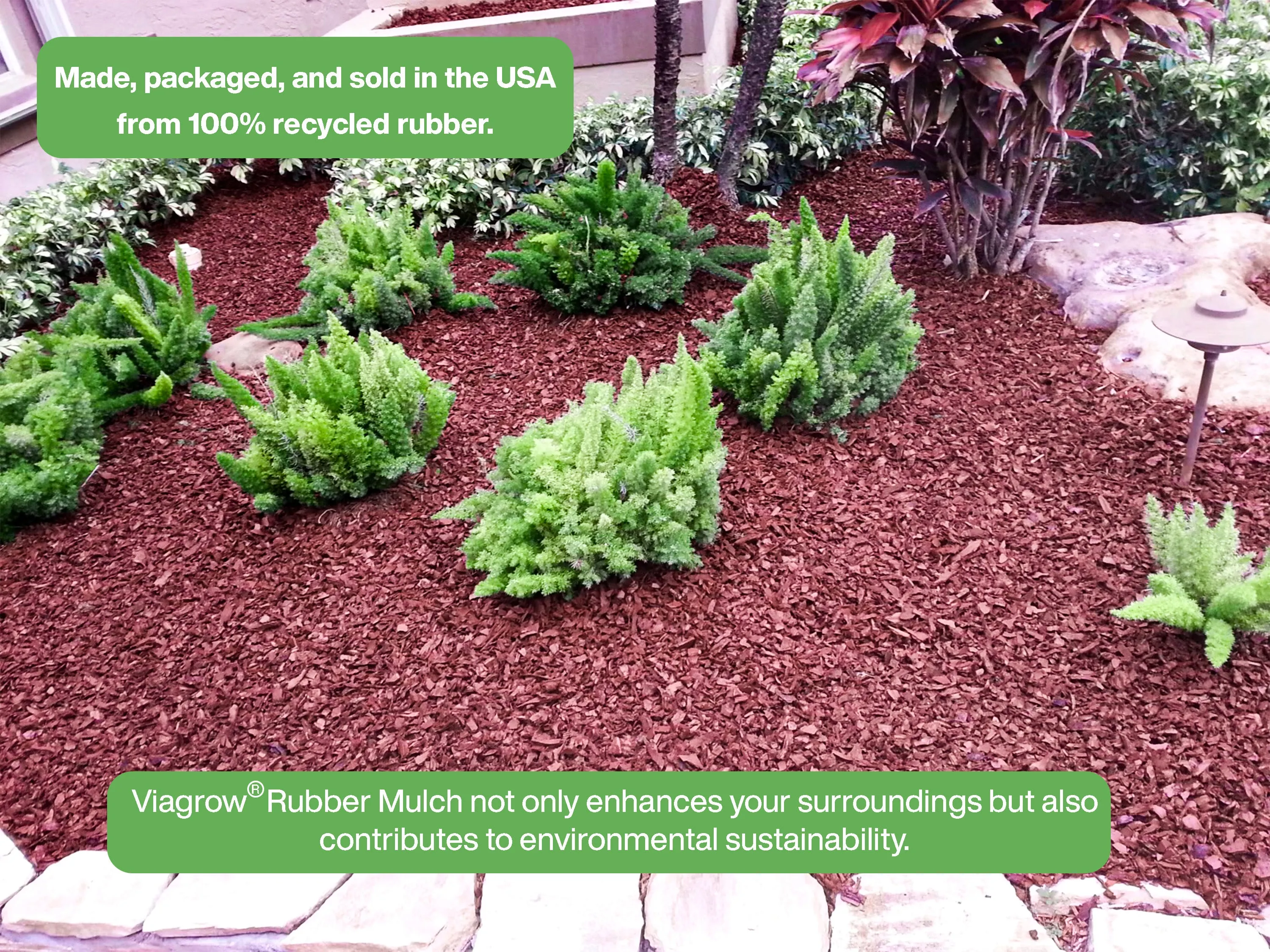 Red Wood Rubber Playground & Landscape Mulch by Viagrow, 1.5 CF Bag ( 11.2 Gallons / 42.3 Liters) (EA)