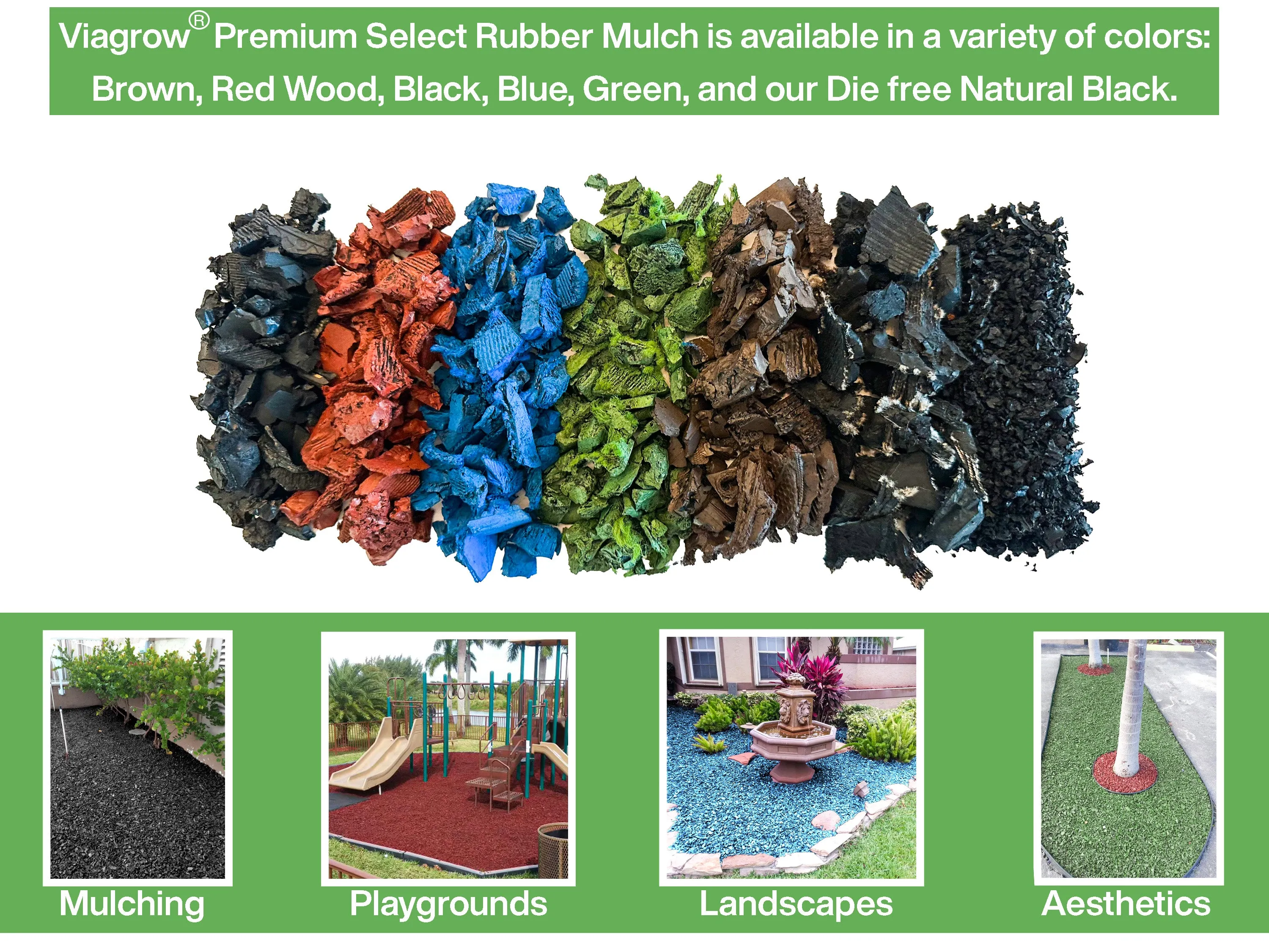 Red Wood Rubber Playground & Landscape Mulch by Viagrow, 1.5 CF Bag ( 11.2 Gallons / 42.3 Liters) (EA)