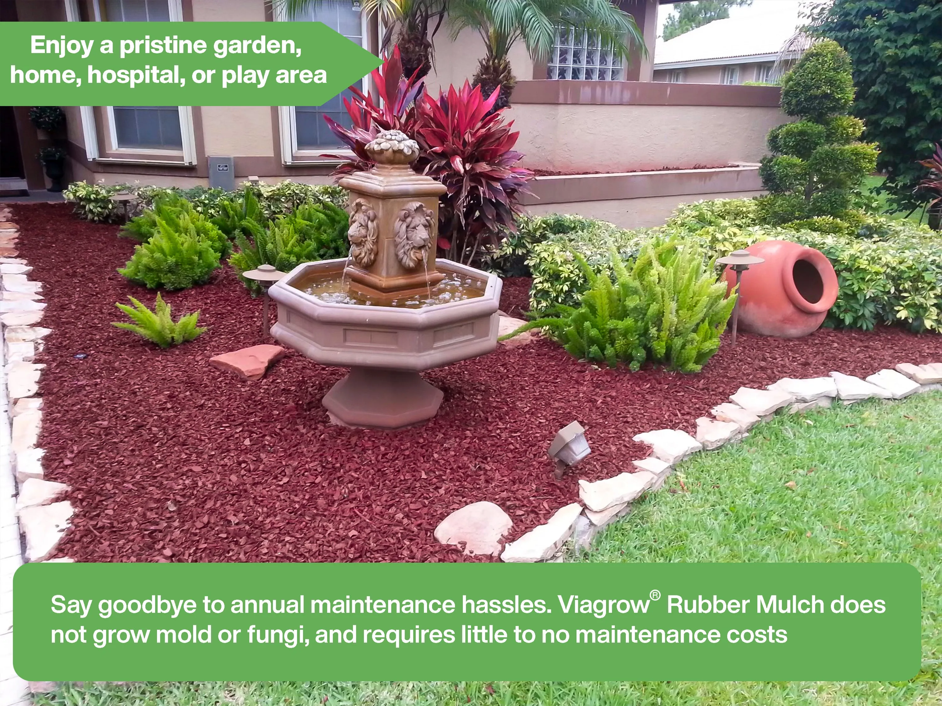 Red Wood Rubber Playground & Landscape Mulch by Viagrow, 1.5 CF Bag ( 11.2 Gallons / 42.3 Liters) (EA)