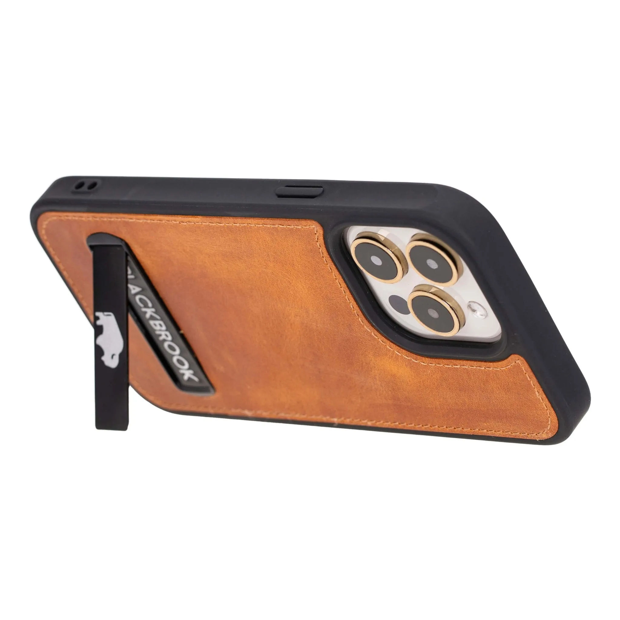Reed iPhone 15 Pro Max Snap-On with Stand Case, Golden Brown