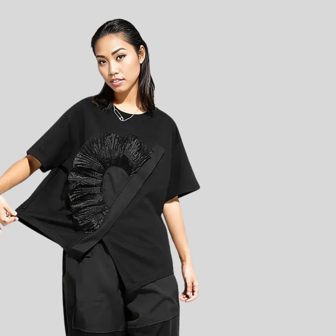 Simple Moderne Vintage Punk Black Organza Deco T-shirt