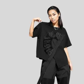 Simple Moderne Vintage Punk Black Organza Deco T-shirt