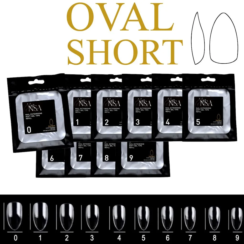 Soft Gel Tips Individual Refill Sizes 50pcs - Oval