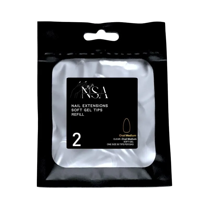 Soft Gel Tips Individual Refill Sizes 50pcs - Oval