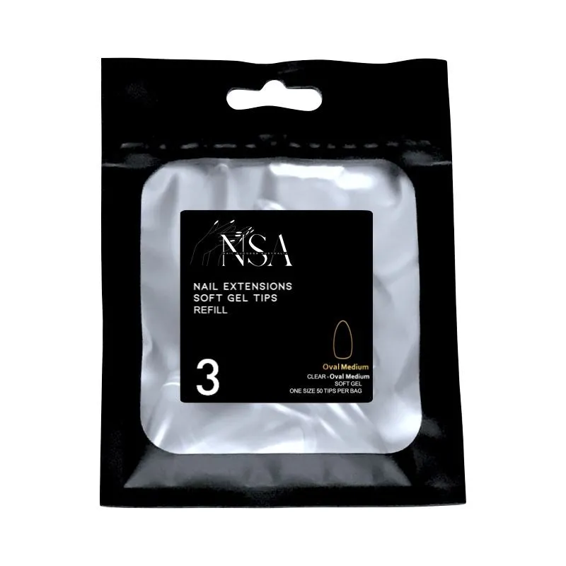 Soft Gel Tips Individual Refill Sizes 50pcs - Oval