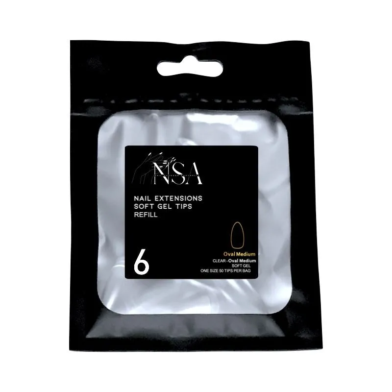 Soft Gel Tips Individual Refill Sizes 50pcs - Oval