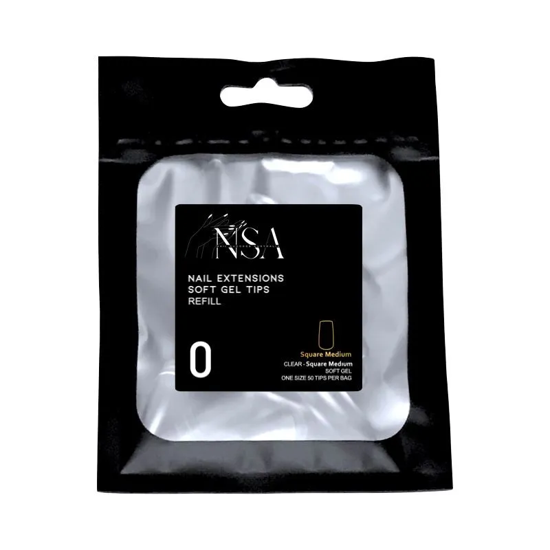 Soft Gel Tips Individual Refill Sizes 50pcs - Square