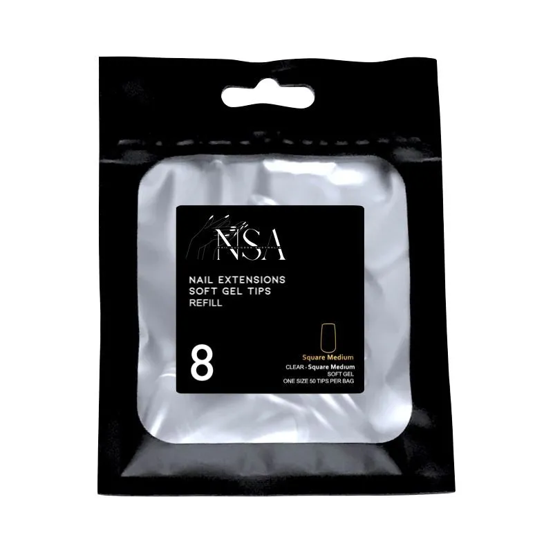 Soft Gel Tips Individual Refill Sizes 50pcs - Square