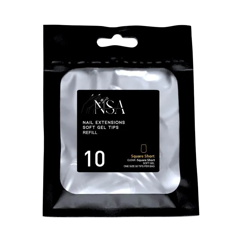 Soft Gel Tips Individual Refill Sizes 50pcs - Square
