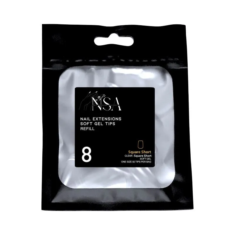 Soft Gel Tips Individual Refill Sizes 50pcs - Square