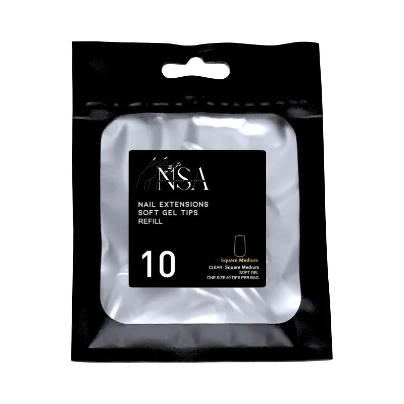 Soft Gel Tips Individual Refill Sizes 50pcs - Square