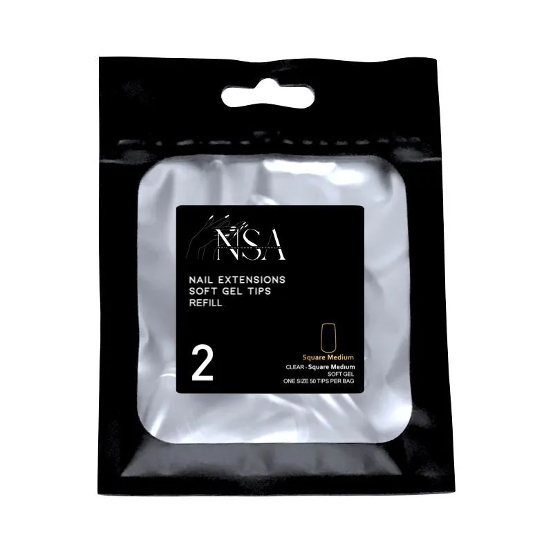 Soft Gel Tips Individual Refill Sizes 50pcs - Square